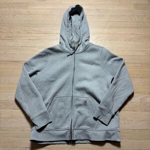 Carhartt Relaxed Fit Full-Zip Hoodie Heather Grey XL (16-18) distressed